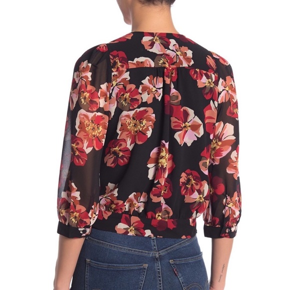 Madewell Floral Long Sleeve Wrap Top Blouse - Picture 2 of 7